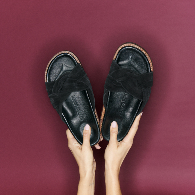 Black Suede Jeannette Sandals