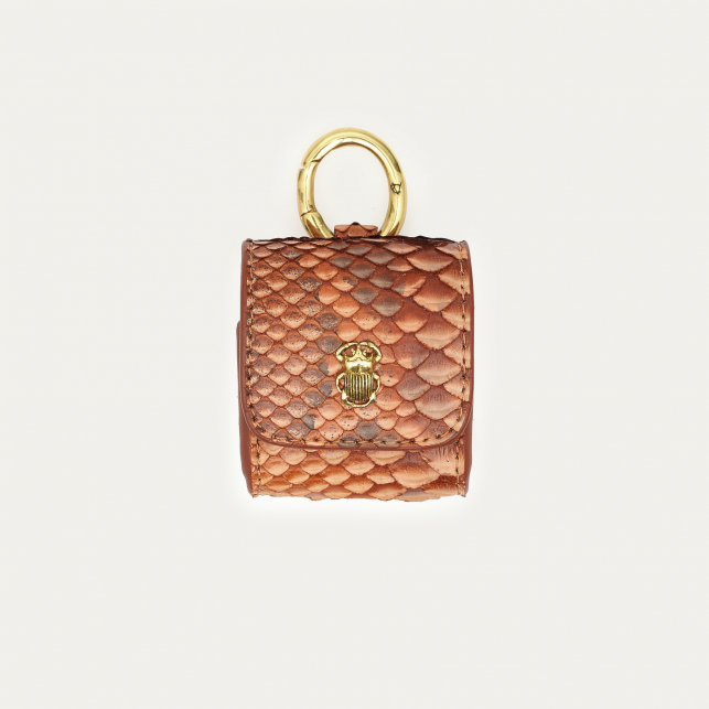 Washed Copper Python Airpod Holder