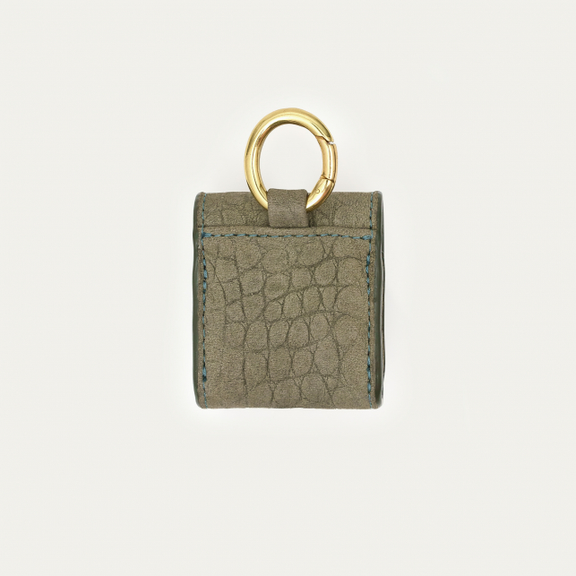 Etui Airpod Jamie Nubuck Embossé Croco Gris Perle