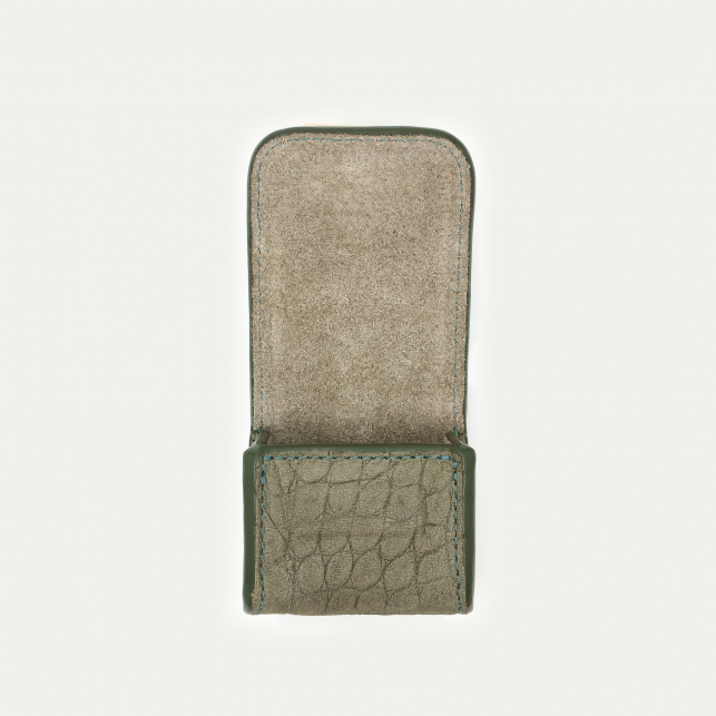Etui Airpod Jamie Nubuck Embossé Croco Gris Perle