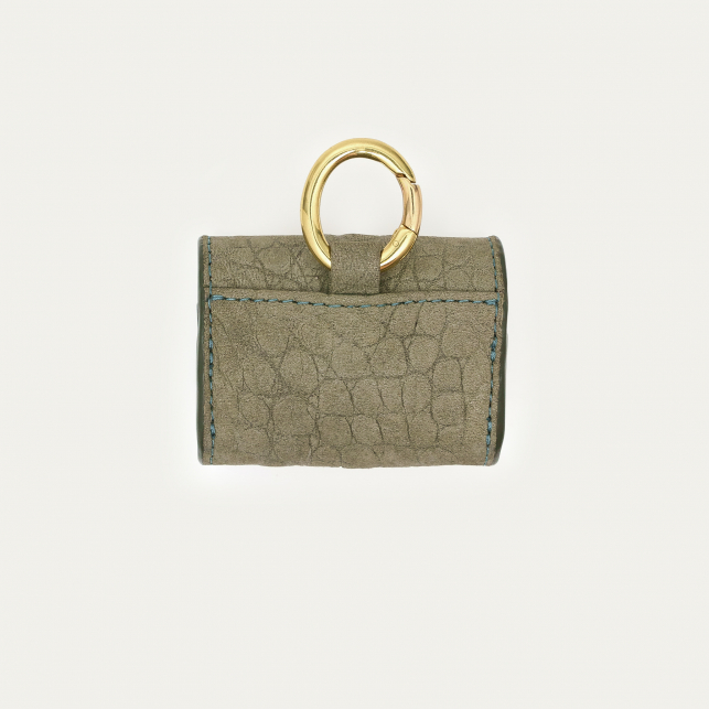 Etui Airpod Jamie Nubuck Embossé Croco Gris Perle