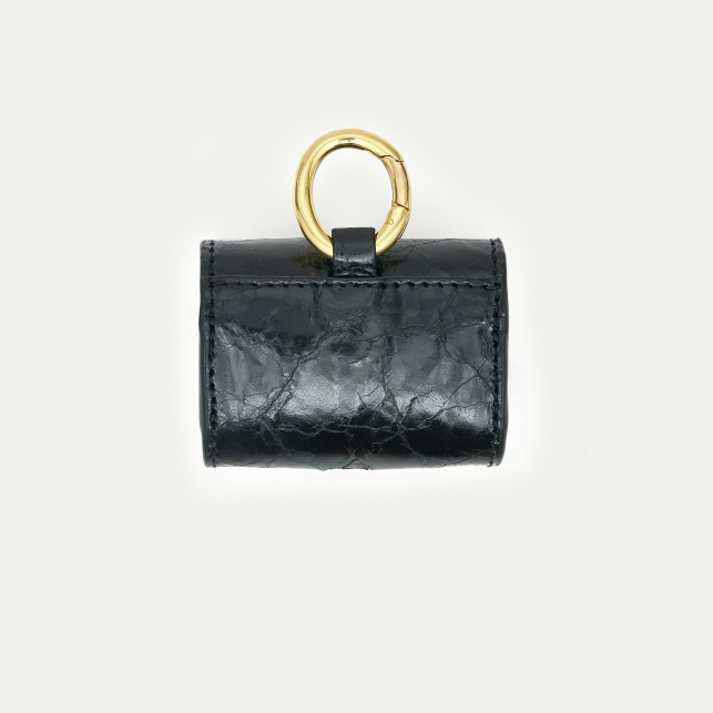 Black Vintage Glossy Leather Airpod Holder