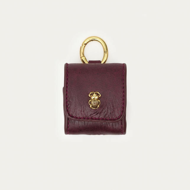 Crackled Garnet Leather Jamie Airpod Holder