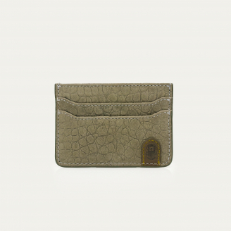 Pearl Grey Embossed Croco Leather Cardholder Manu