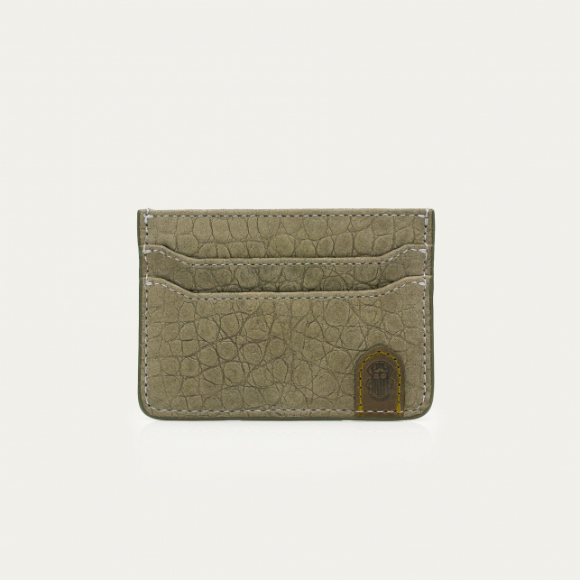Pearl Grey Embossed Croco Leather Cardholder Manu