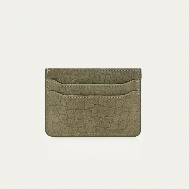 Pearl Grey Embossed Croco Leather Cardholder Manu