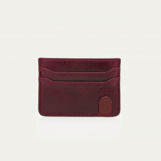 Porte Carte Cuir Manu Craquelé Grenat
