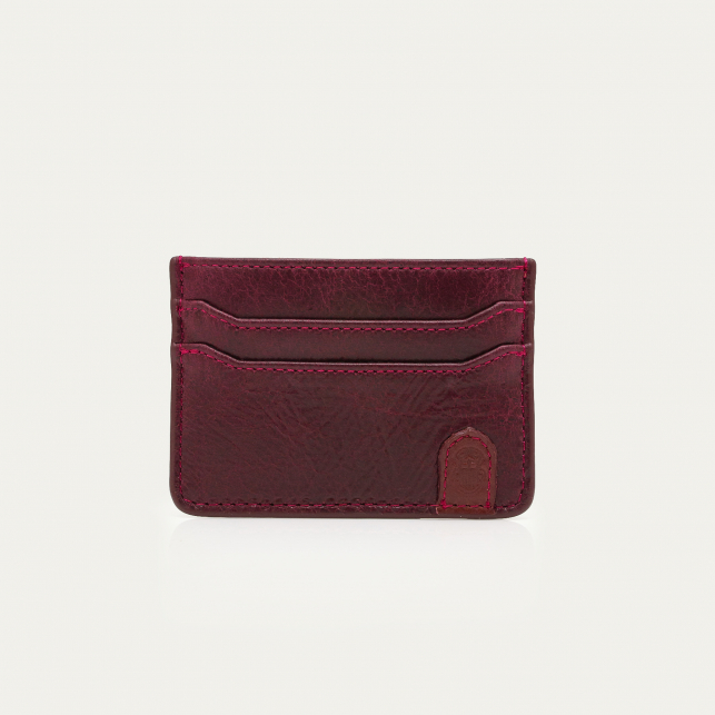Garnet Crackled Leather Cardholder Manu