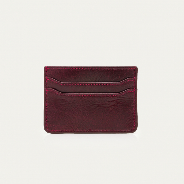Garnet Crackled Leather Cardholder Manu