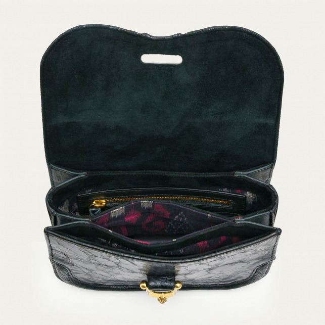 Vintage Black Glossy Leather Mini Manon Bag