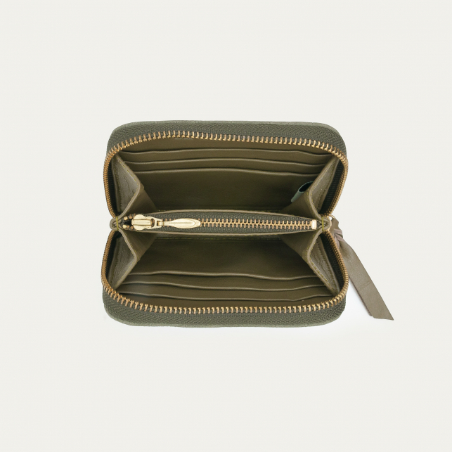 Portefeuille Nubuck Mini Bob Embossé Croco Gris Perle