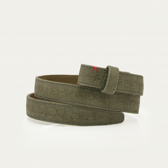 Baby Ceinture Nubuck Embossé Croco Gris Perle