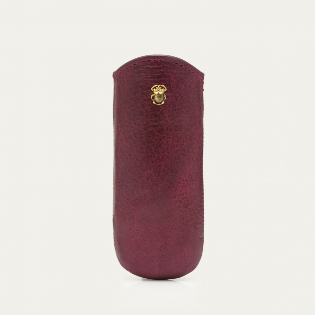 Etui Maya Cuir Craquelé Grenat