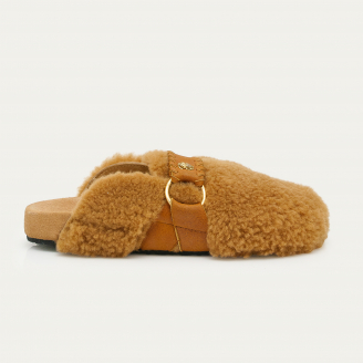 Mules Georgette Peau Lainée Cuivre
