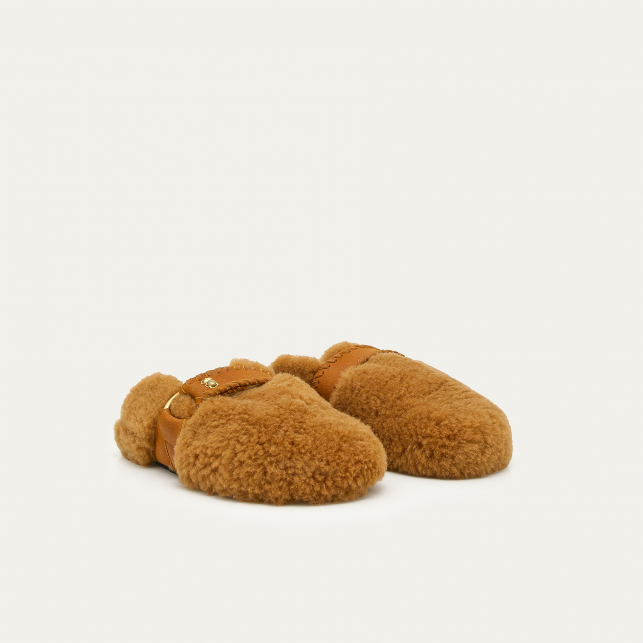 Mules Georgette Peau Lainée Cuivre