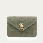 Porte Cartes Cuir Alex Embossé Croco Gris Perle