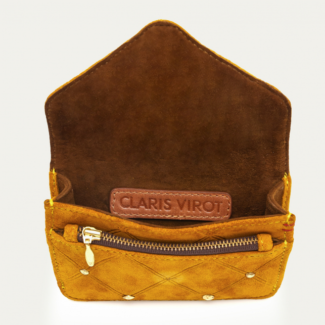 Porte Cartes Cuir Alex Ambre Cloutée