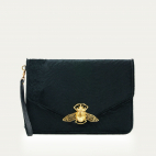 Pochette Cuir Alicia Noir Façon Astrakan