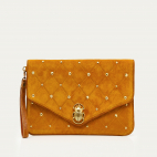 Pochette Suede Alicia Ambre Cloutée