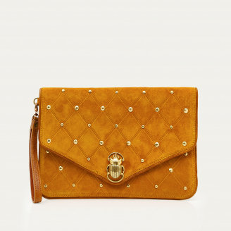 Pochette Suede Alicia Ambre Cloutée