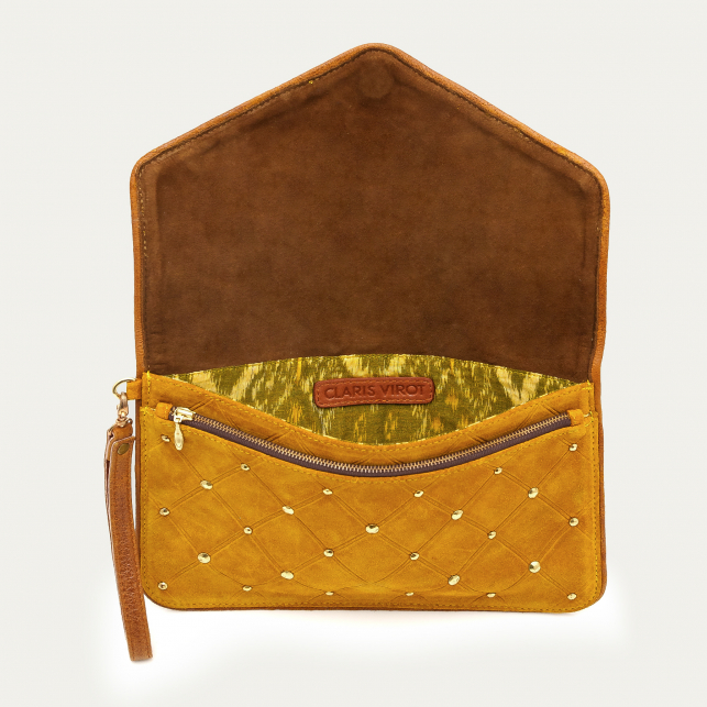Pochette Suede Alicia Ambre Cloutée