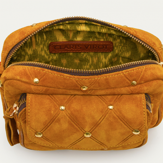 Sac Cuir Baby Charly Ambre Cloutée