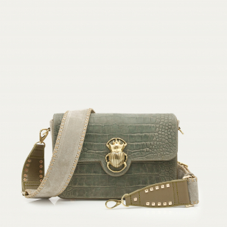 Sac Nubuck Big Ava Embossé Croco Gris Perle