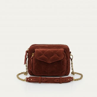 Sac Cuir Charly Velours Brique Matelassé