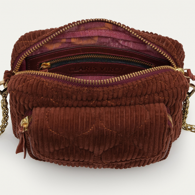 Sac Cuir Charly Velours Brique Matelassé