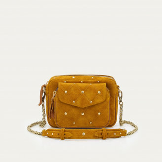 Sac Cuir Charly Suède Ambre Cloutée