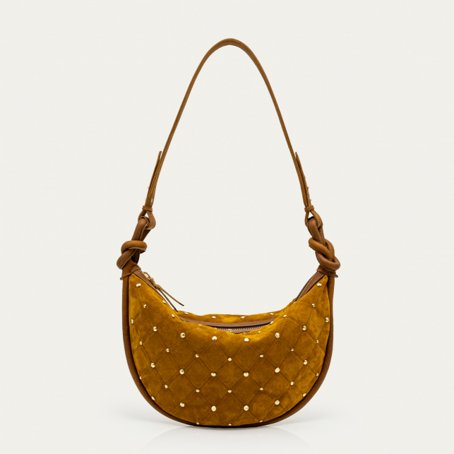 Sac Suède Chris Ambre Cloutée