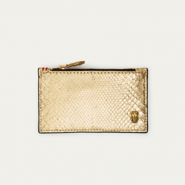Gold Python Helena Card Holder