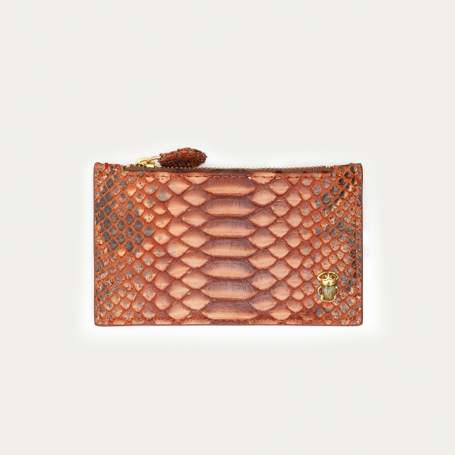 Washed Copper Python Helena Card Holder