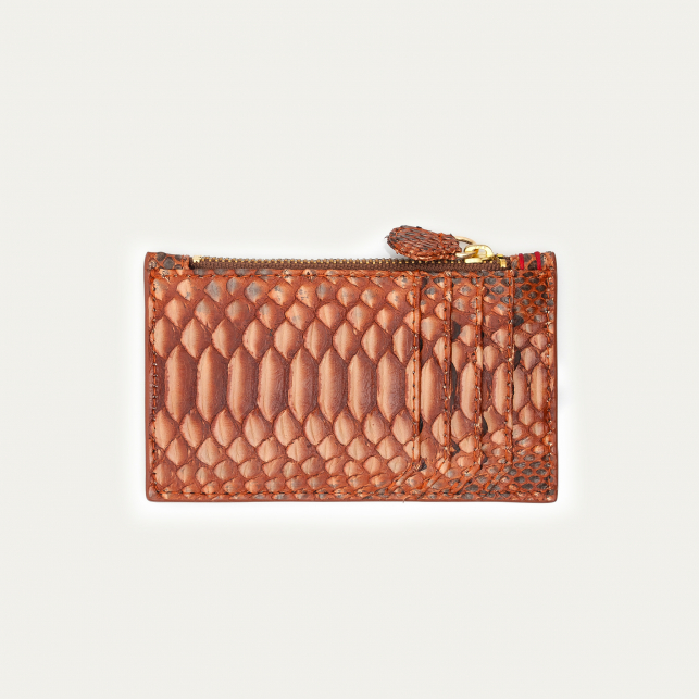 Washed Copper Python Helena Card Holder