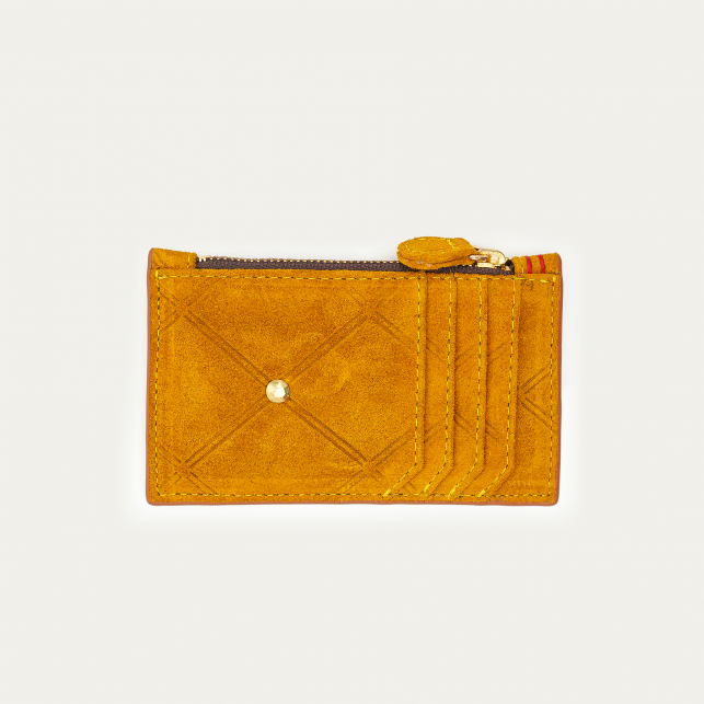 Studded Amber Leather Helena Card Holder