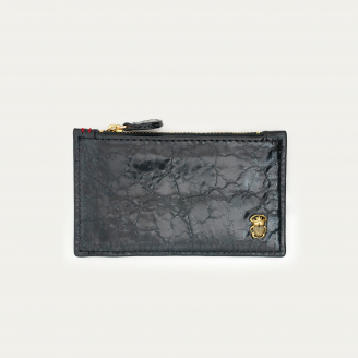 Vintage Black Glossy Leather Helena Card Holder
