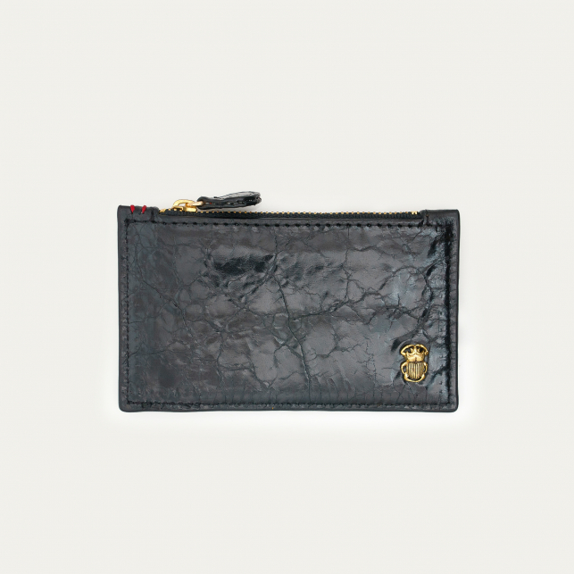 Vintage Black Glossy Leather Helena Card Holder