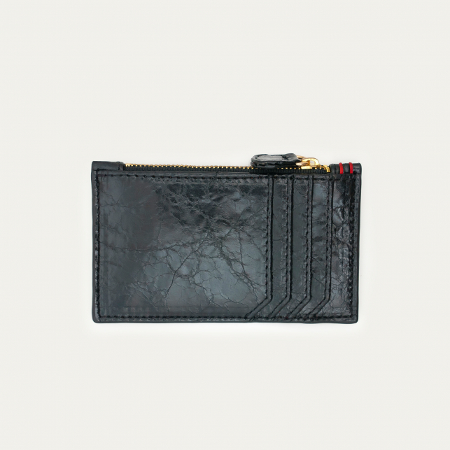 Vintage Black Glossy Leather Helena Card Holder