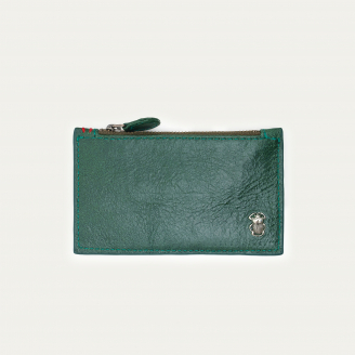 Crackled Green Emerald Leather Helena Card Holder