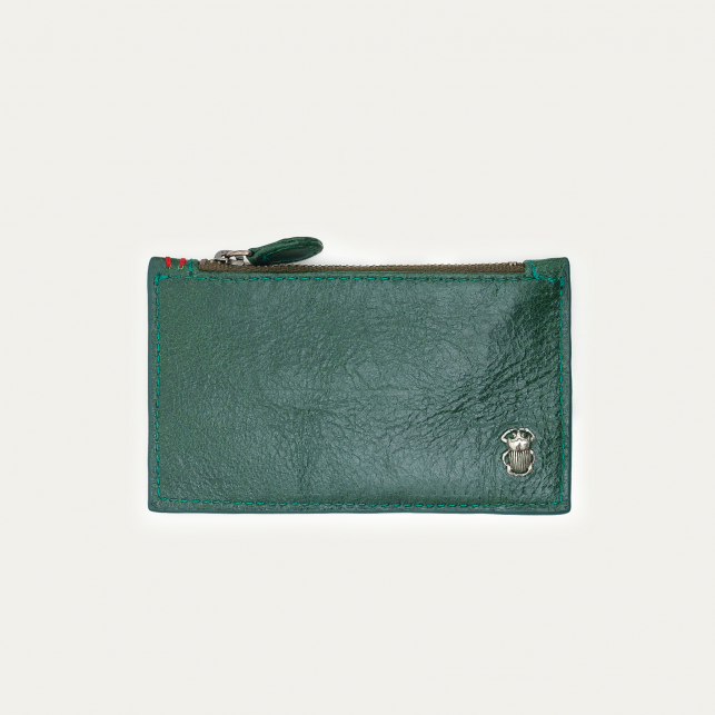 Crackled Green Emerald Leather Helena Card Holder