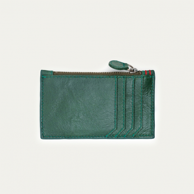 Crackled Green Emerald Leather Helena Card Holder
