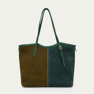 Bicolor Green Suede India Tote
