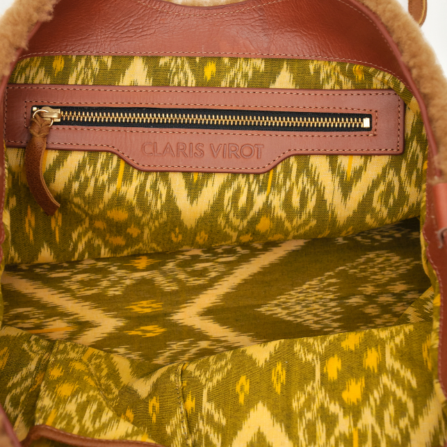 Copper Shearling Suede India Tote Bag