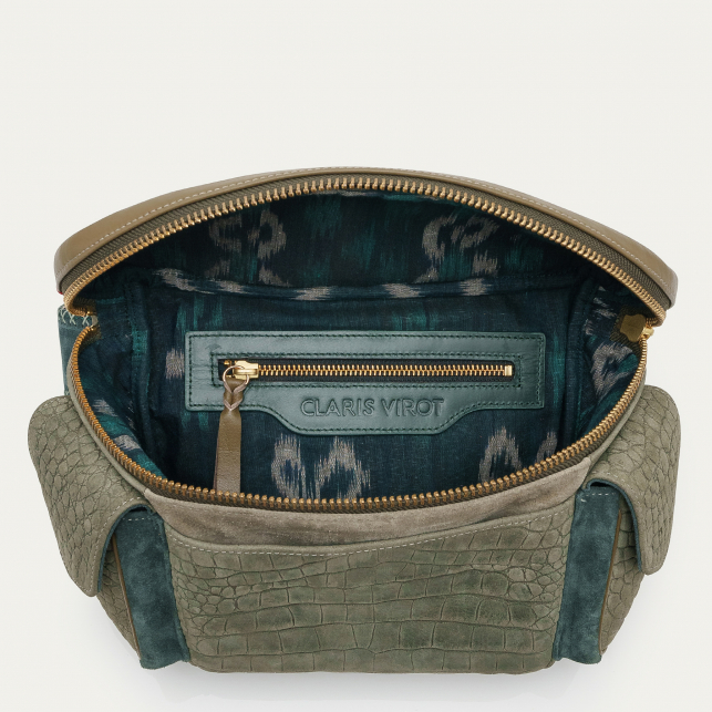 Sac Banane Nubuck Jules Embossé Croco Gris Perle