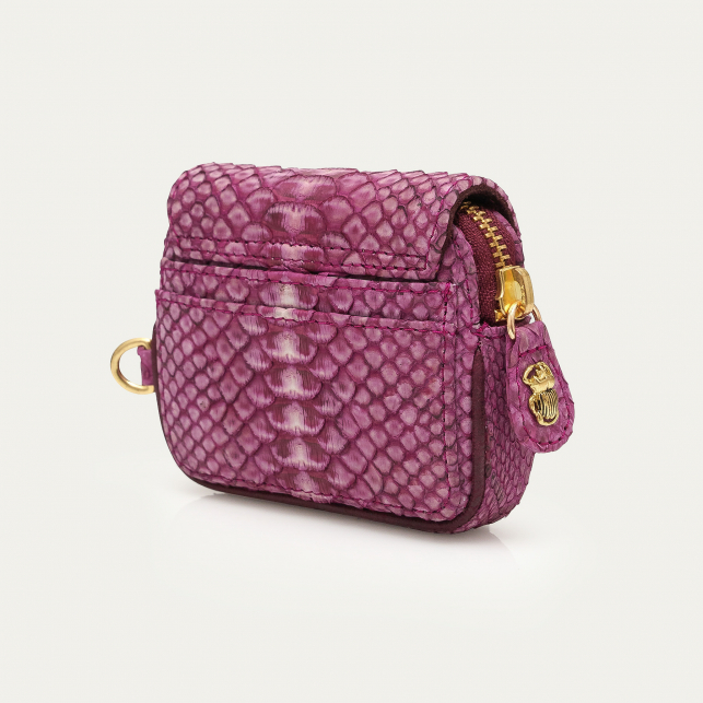 Porte-Monnaie Python Karl Pourpre Lavé