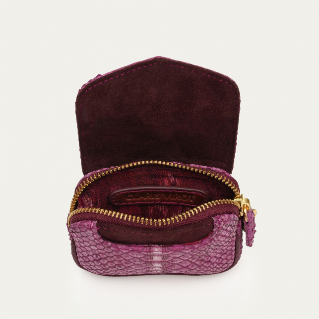 Porte-Monnaie Python Karl Pourpre Lavé