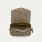 Porte-Monnaie Cuir Karl Embossé Croco Gris Perle