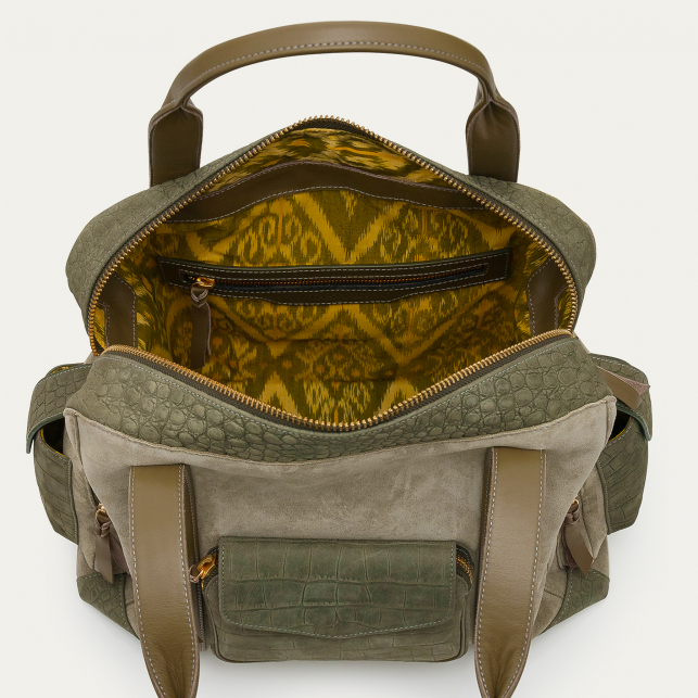 Pearl Grey Embossed Nubuck Leo Bag