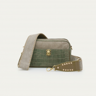 Sac Cuir Lily Embossé Croco Gris Perle