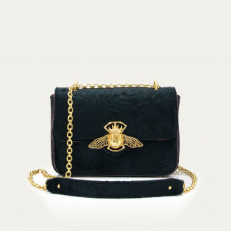 Sac Cuir Ava Medium Noir façon Astrakan